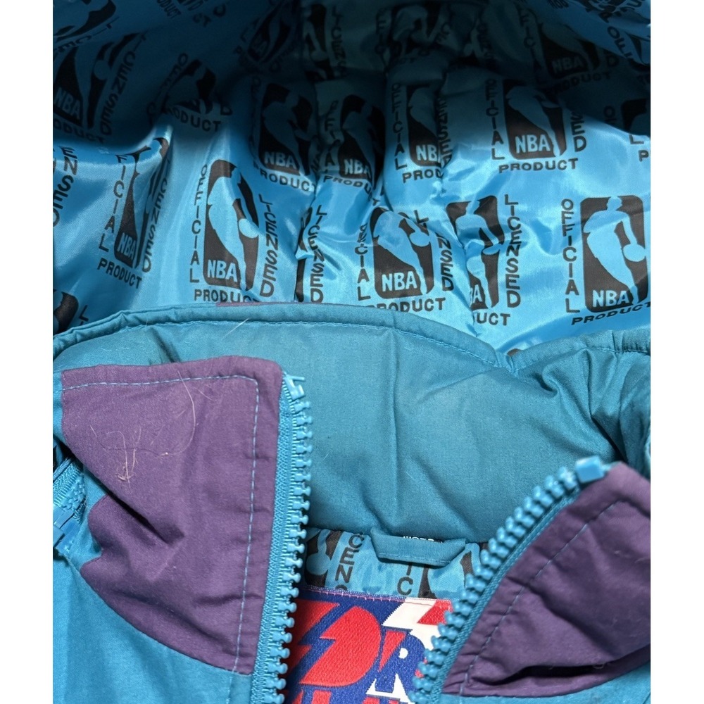 Vintage 90s Charlotte Hornets Pro Player NBA Jacket Puffer Coat Rare Men's Large - Picture 6 of 14